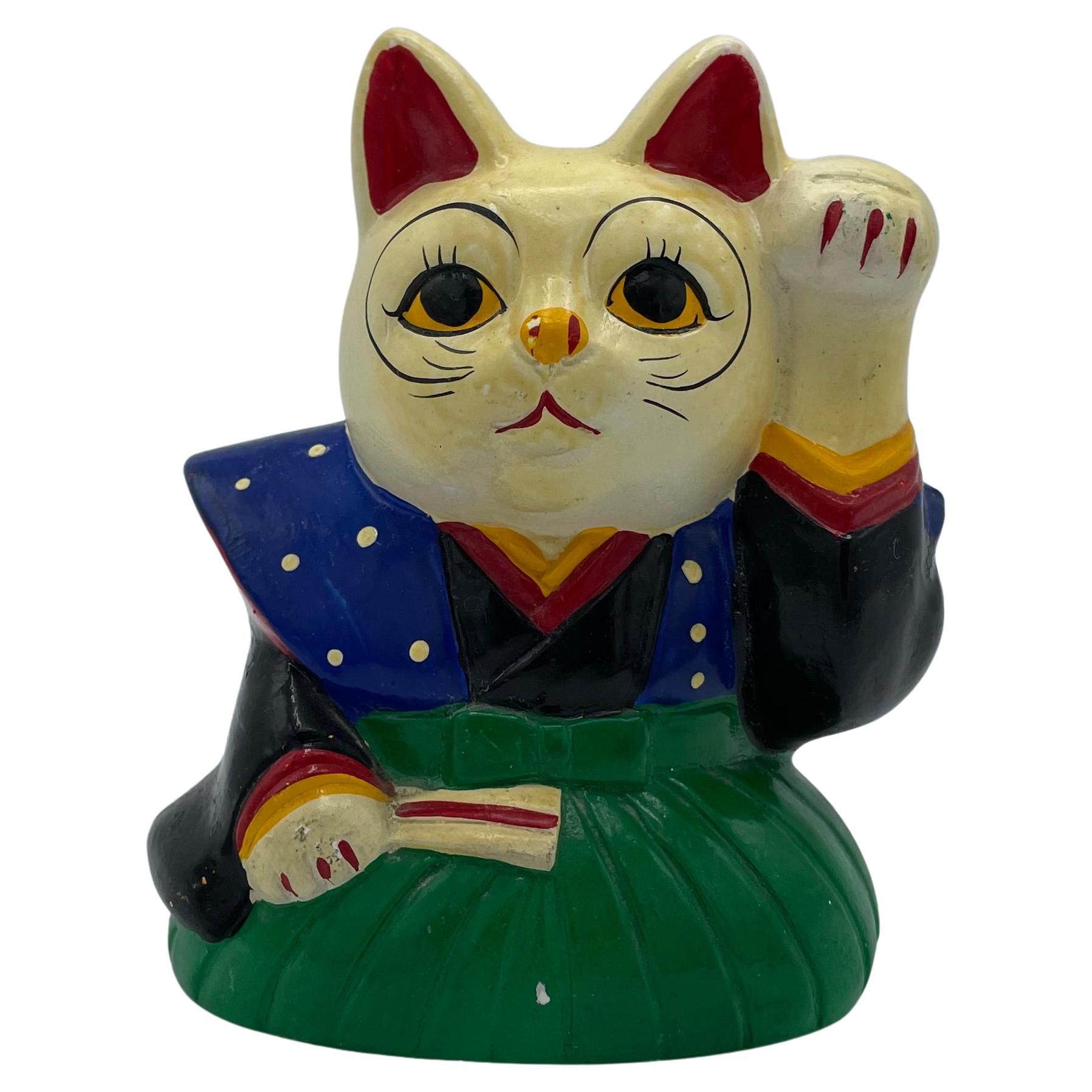Japanese Vintage Manekineko Cat Object 1970s