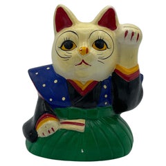 Japanese Vintage Manekineko Cat Object 1970s