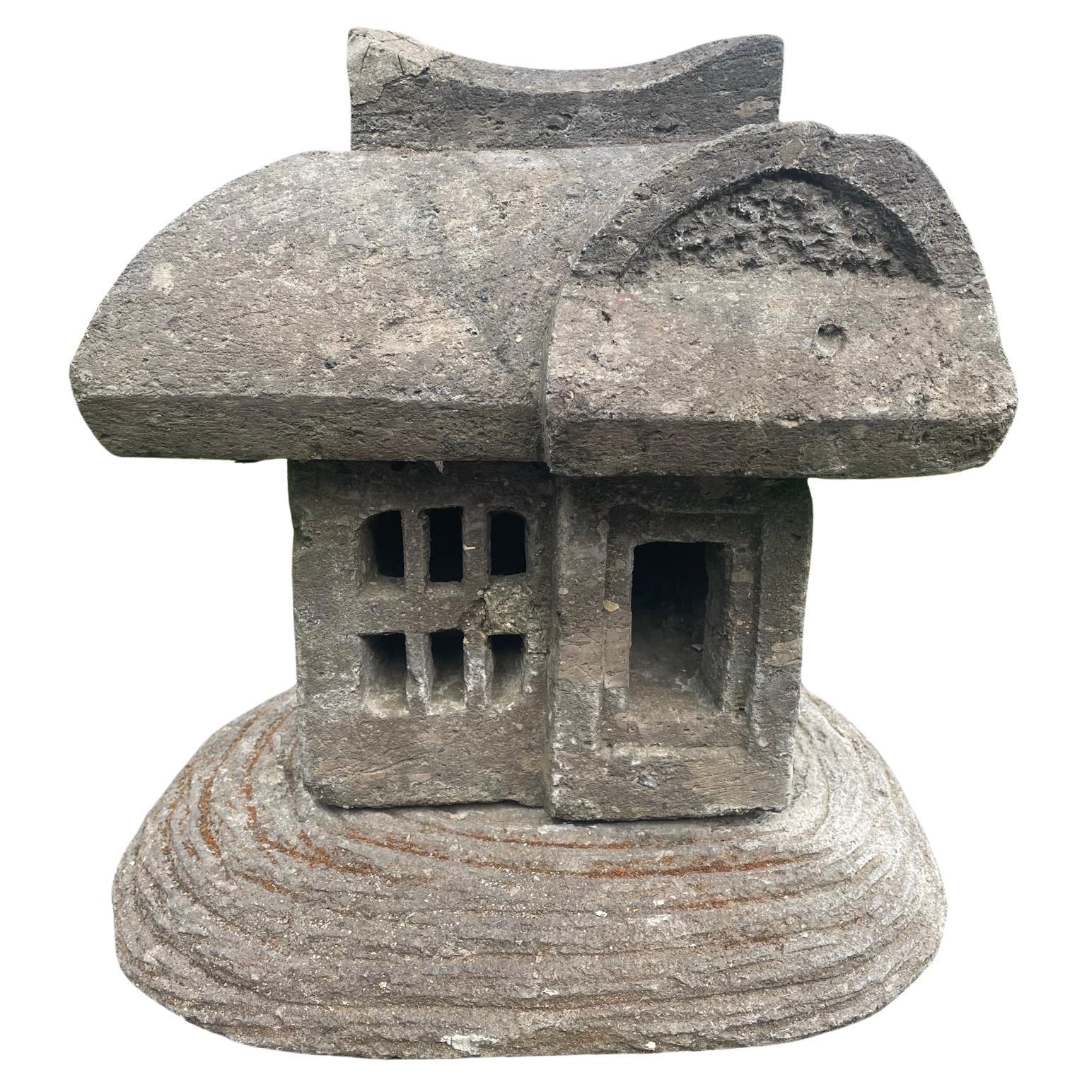 Japanese Old Garden House Model Stone Lantern For Sale