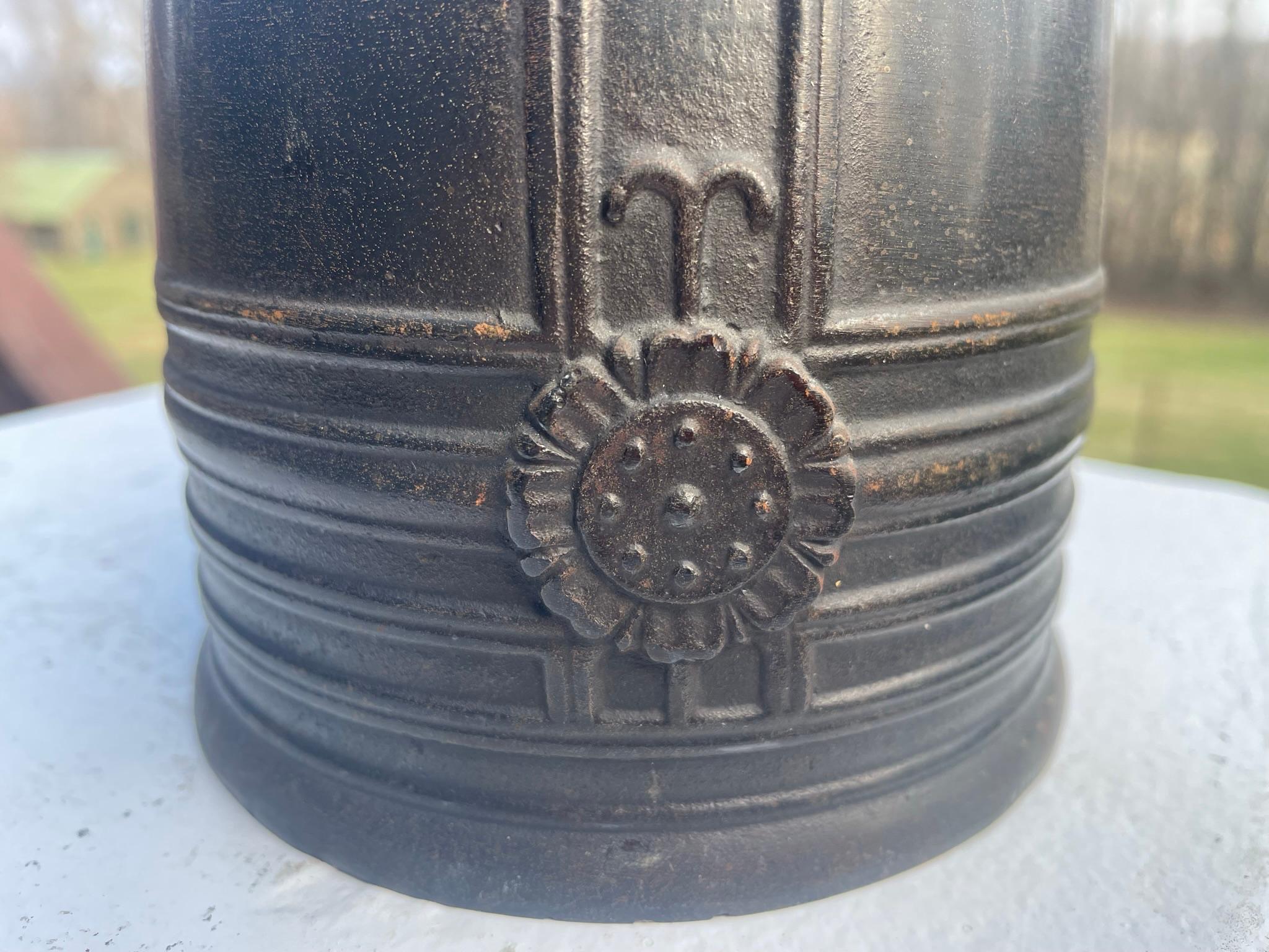Japanese Vintage Old Hand Cast Temple Bell Resonates with Striker 1