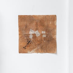 Japanese Vintage Persimmon-Dyed Patched Folding Paper, Taisho Period, Japan