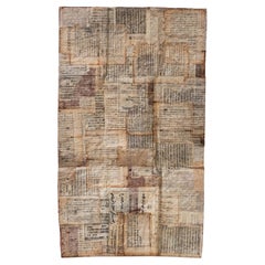 Japanese Vintage Persimmon-Dyed Patched Washi Paper Rug, 19th Century, Japan