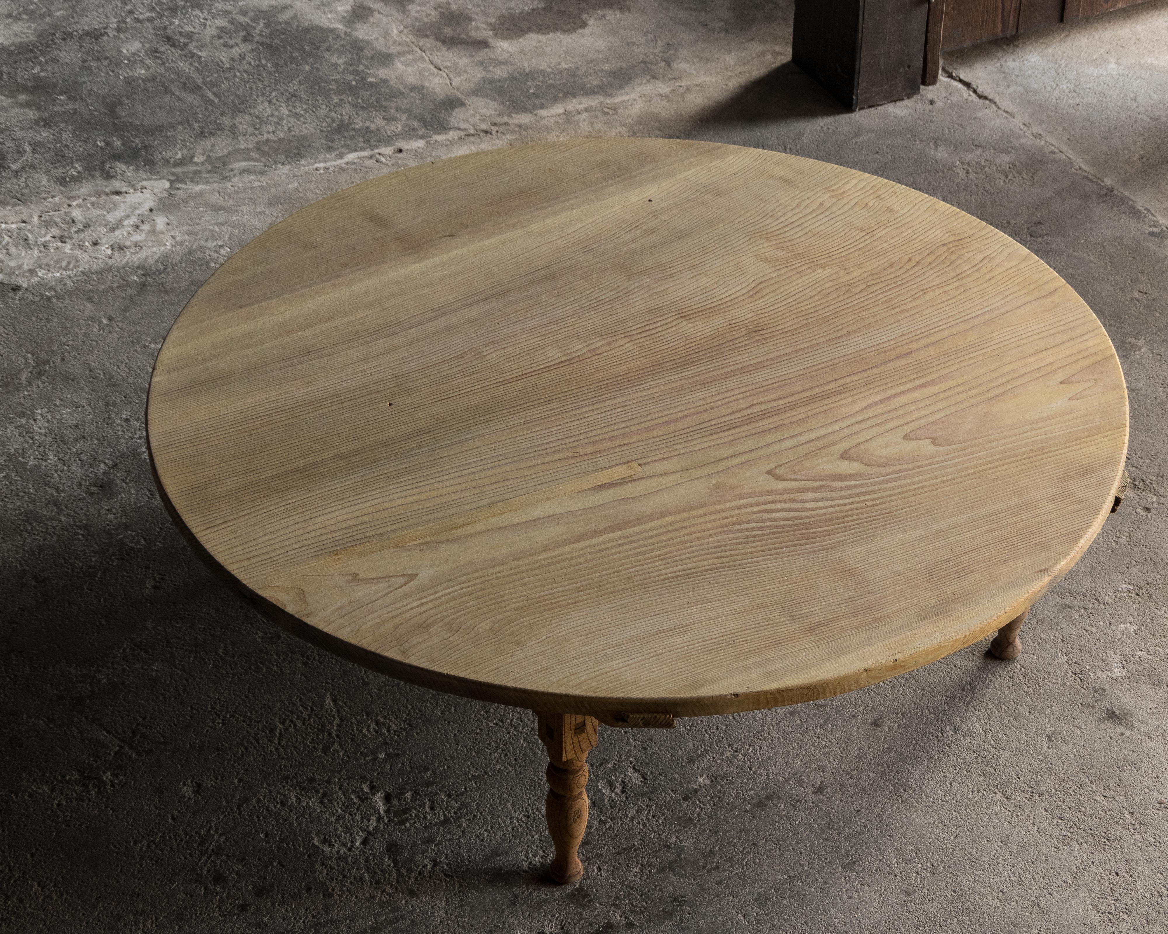 Mesa baja/de café redonda japonesa vintage (Zataku), principios de Showa 1926- en venta 3