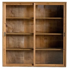 Japanese Vintage Shallow Glass Cabinet, Early Showa Period (1926–1935)