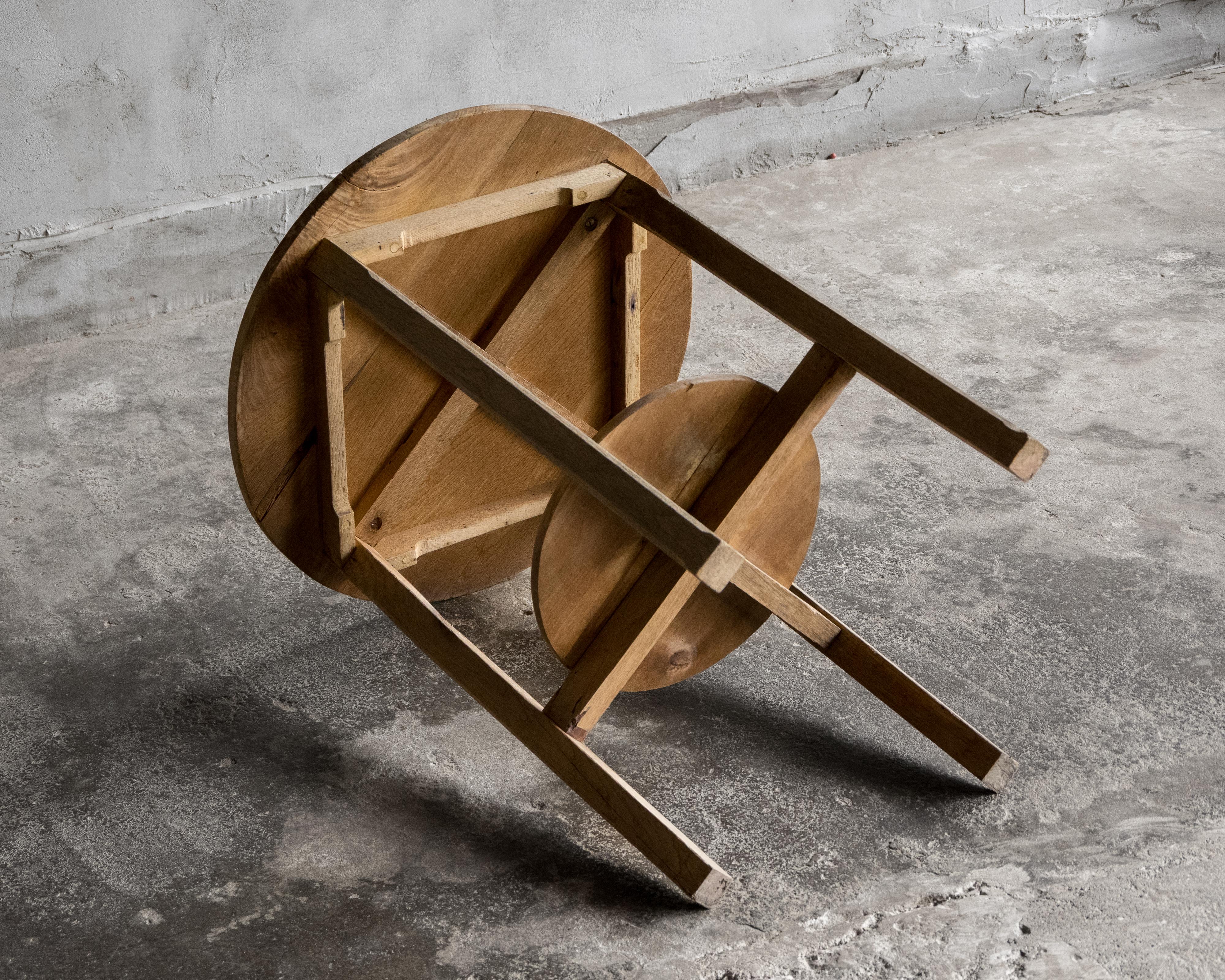 Japanese Vintage  Side Table (Round) , Natural Finish , Showa 1926– For Sale 8