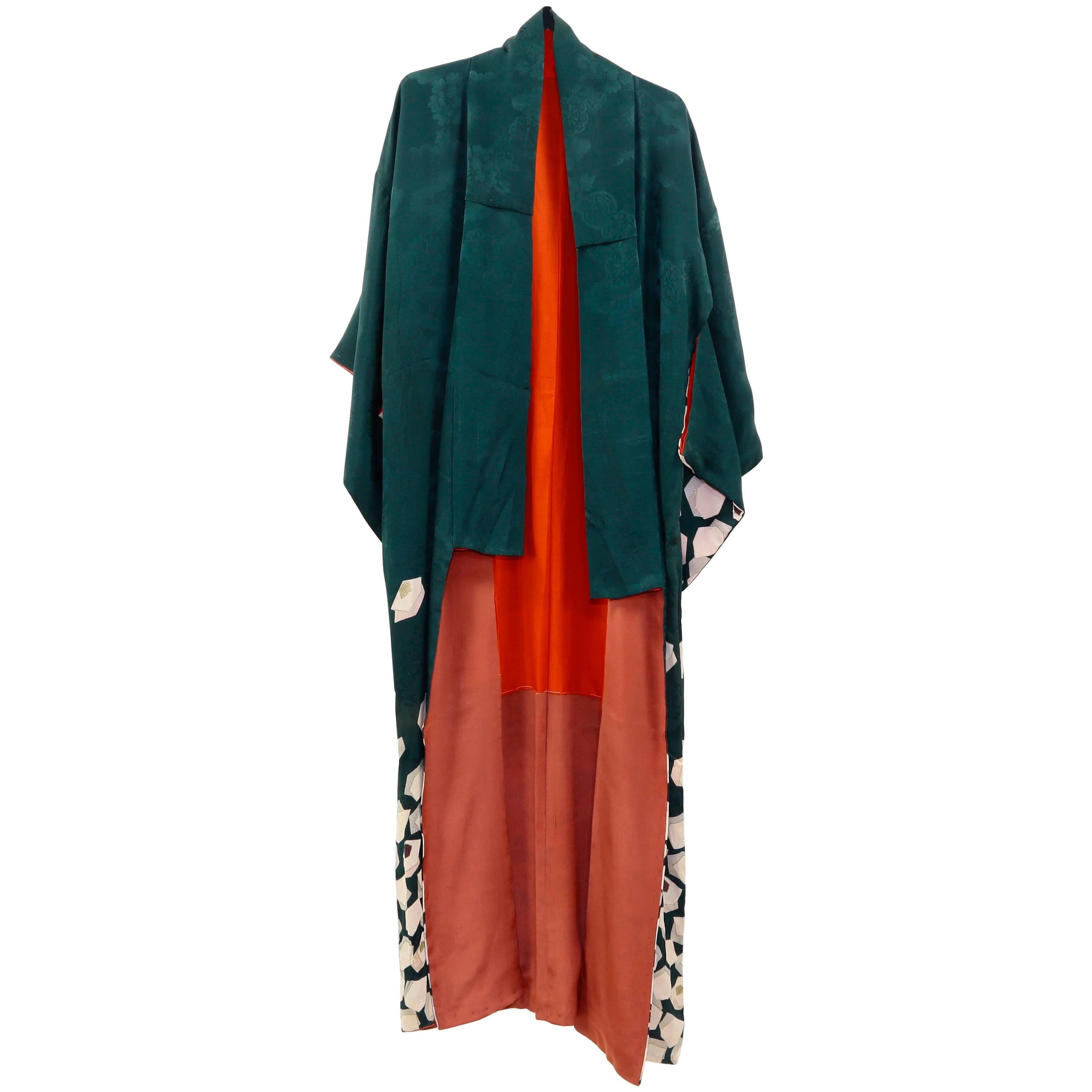 Japanese Vintage Silk Kimono Robe, Circa 1960s at 1stDibs | japanese ...