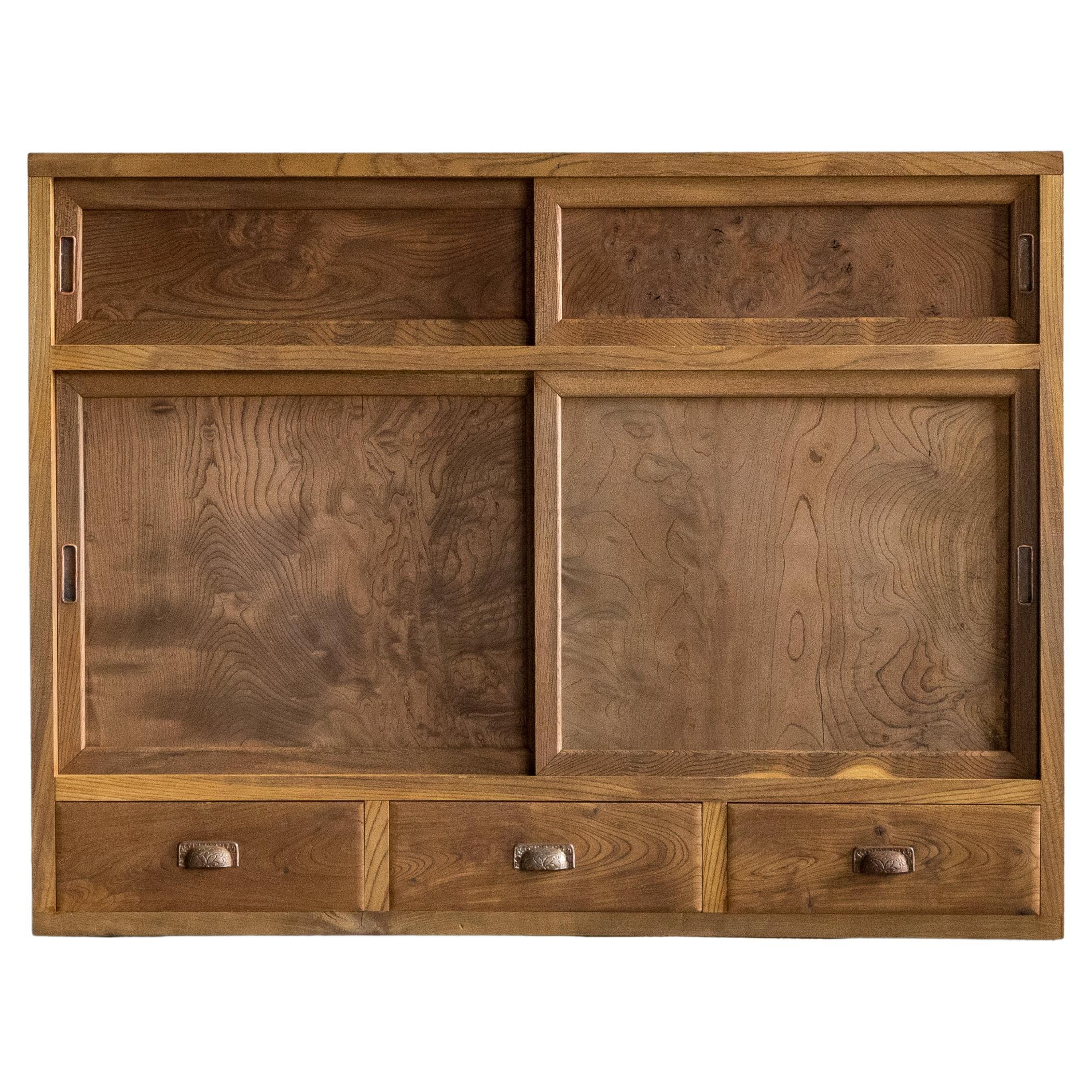 Japanese Vintage Sliding-Door Cabinet, Early Showa Period (1926–1945), Wabi-Sabi