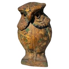 Japanese Vintage Tall Gilt Cast "Watchful Owl" Lantern