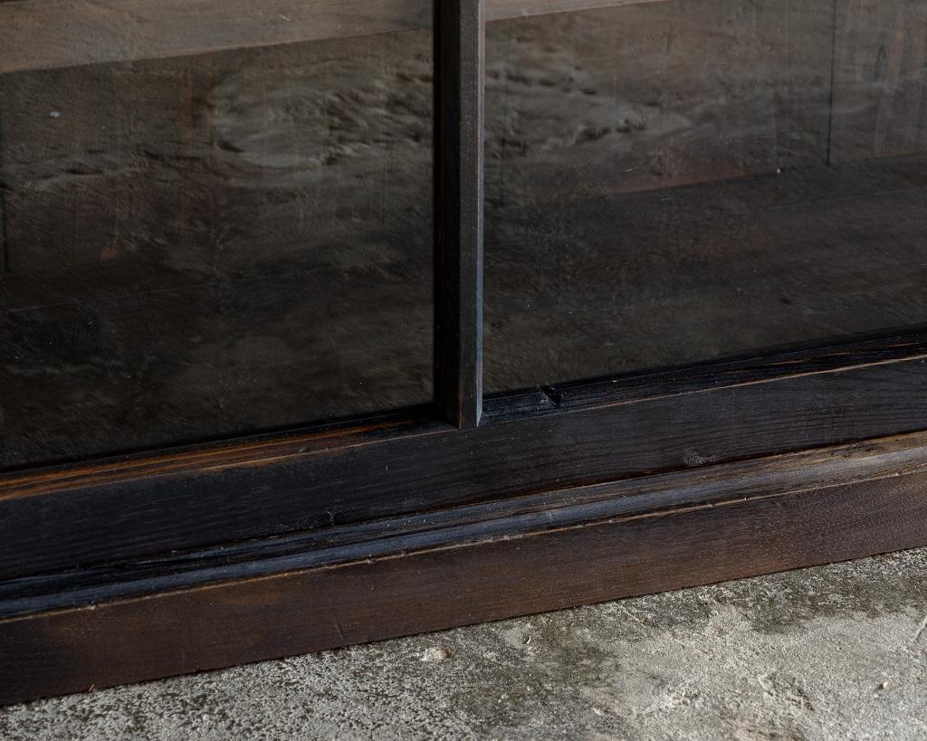 Japanese Vintage Wide Glass Sliding Door Cabinet, Mid-Showa Period '1940s-1960s' 14