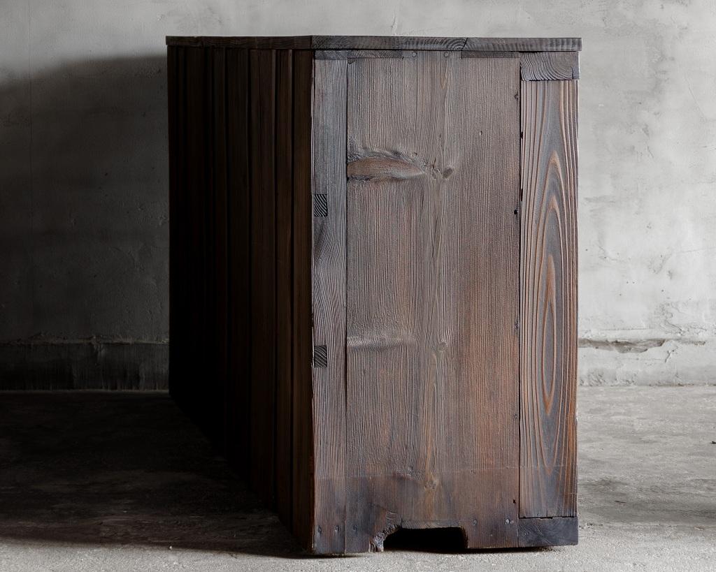 Japanese Vintage Wide Glass Sliding Door Cabinet, Mid-Showa Period '1940s-1960s' 3