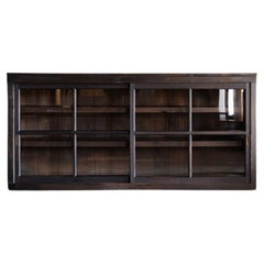 Japanese Vintage Wide Glass Sliding Door Cabinet, Mid-Showa Period '1940s-1960s'