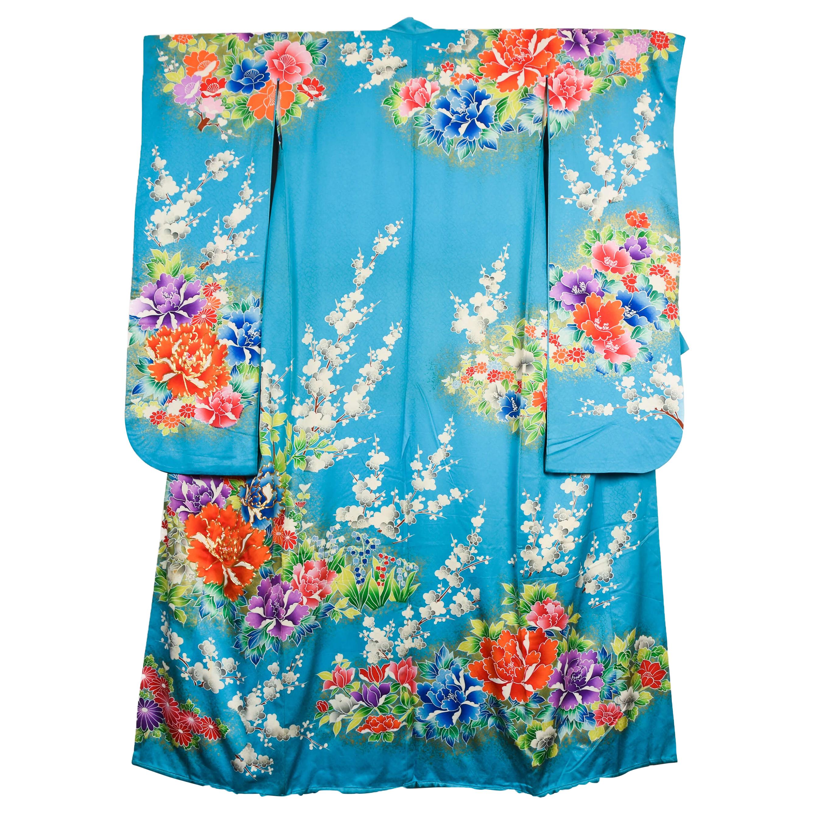 Japanese Vintage Women's Silk Wedding Kimono 'Hiki-furisode'
