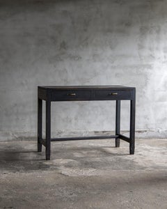 Japanese Vintage Writing Table, Showa Period black lacquer, Solid Wood