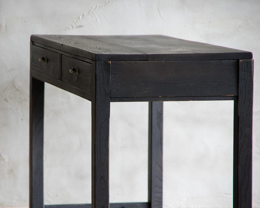 Mesa de Escritura Vintage Japonesa, Periodo Showa laca negra, Madera Maciza en venta 2