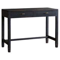 Japanese Vintage Writing Table, Showa Period black lacquer, Solid Wood