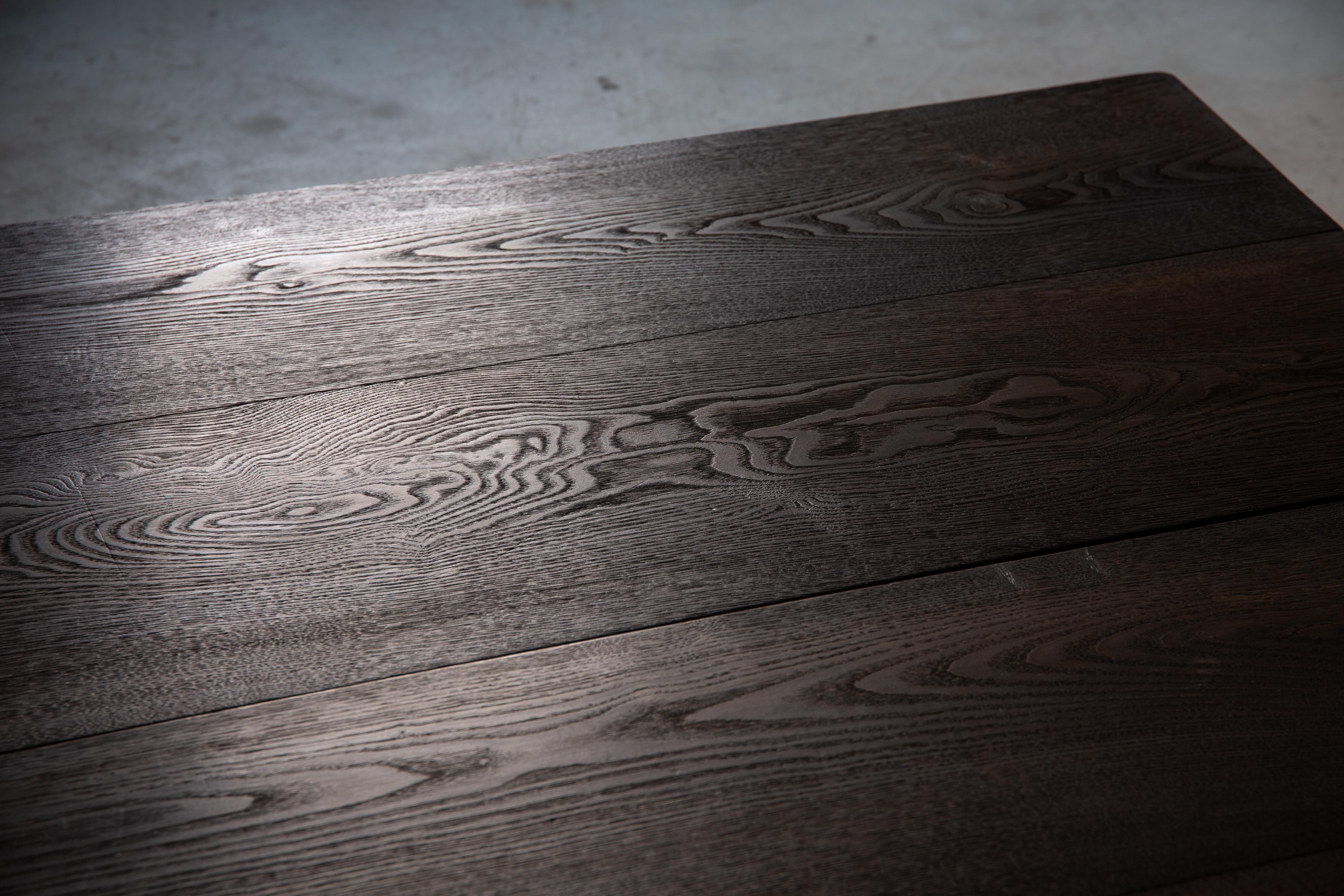 Japanischer Vintage Zataku, Wabi sabi schwarzer langer niedriger Tisch, Couchtisch im Angebot 7