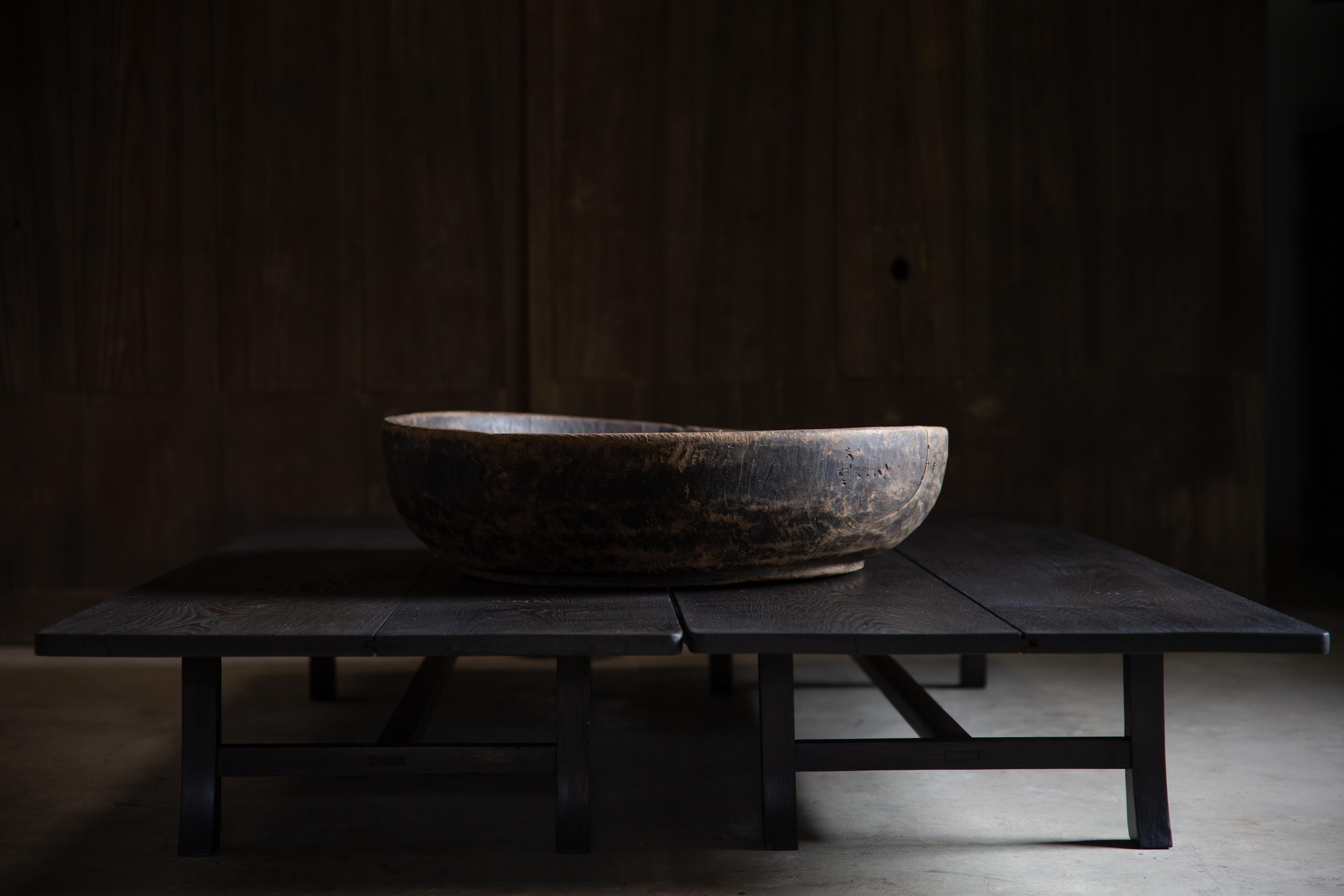 Japanischer Vintage Zataku, Wabi sabi schwarzer langer niedriger Tisch, Couchtisch im Angebot 9