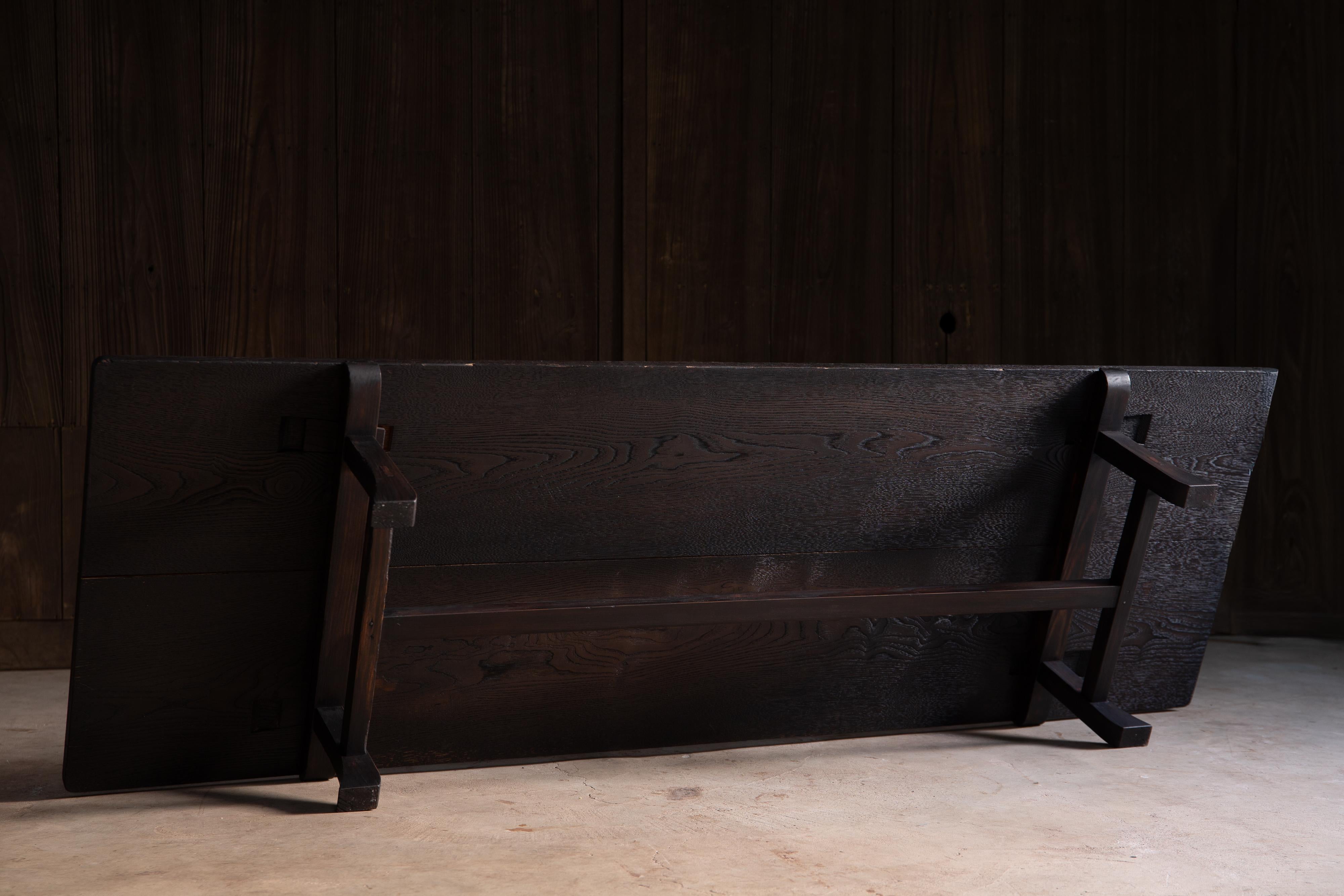 Japanischer Vintage Zataku, Wabi sabi schwarzer langer niedriger Tisch, Couchtisch im Angebot 2