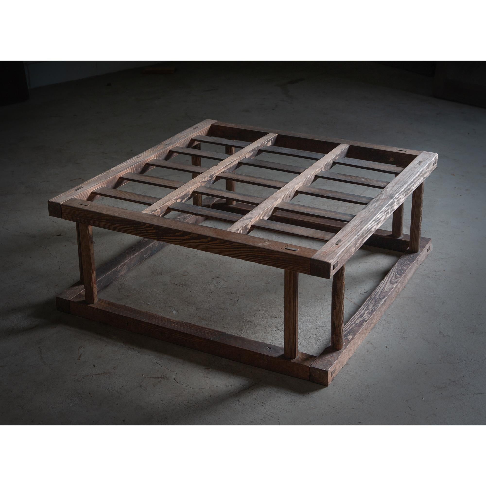 Japanese vtg low table. solid hardwood tabletop & antique leg frame. wabi sabi For Sale 4