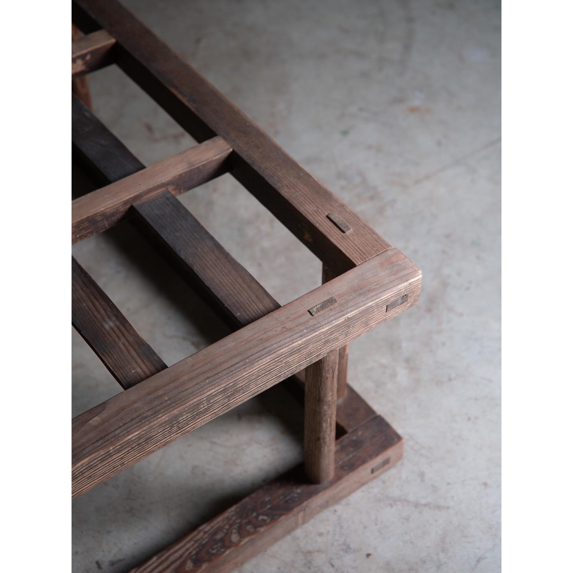 Japanese vtg low table. solid hardwood tabletop & antique leg frame. wabi sabi For Sale 5
