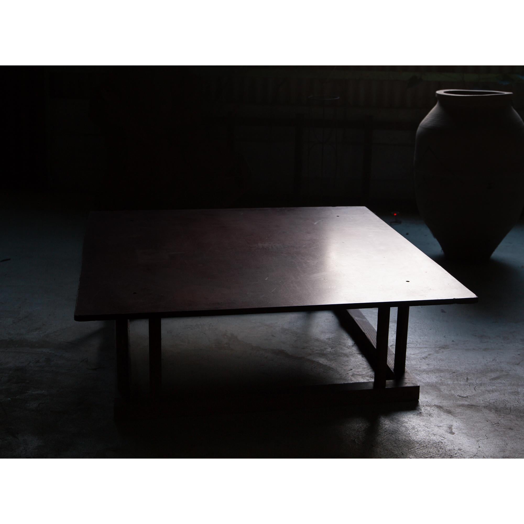 Japanese vtg low table. solid hardwood tabletop & antique leg frame. wabi sabi For Sale 12