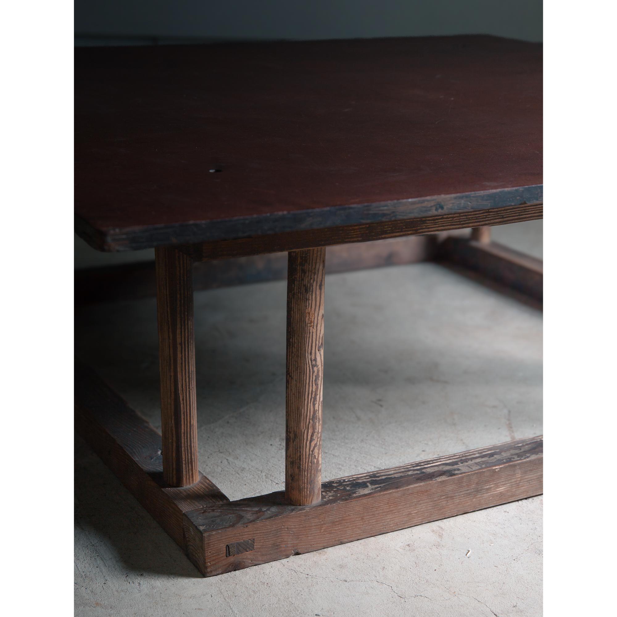 Japanese vtg low table. solid hardwood tabletop & antique leg frame. wabi sabi For Sale 1