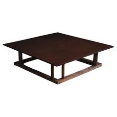 Japanese vtg low table. solid hardwood tabletop & antique leg frame. wabi sabi