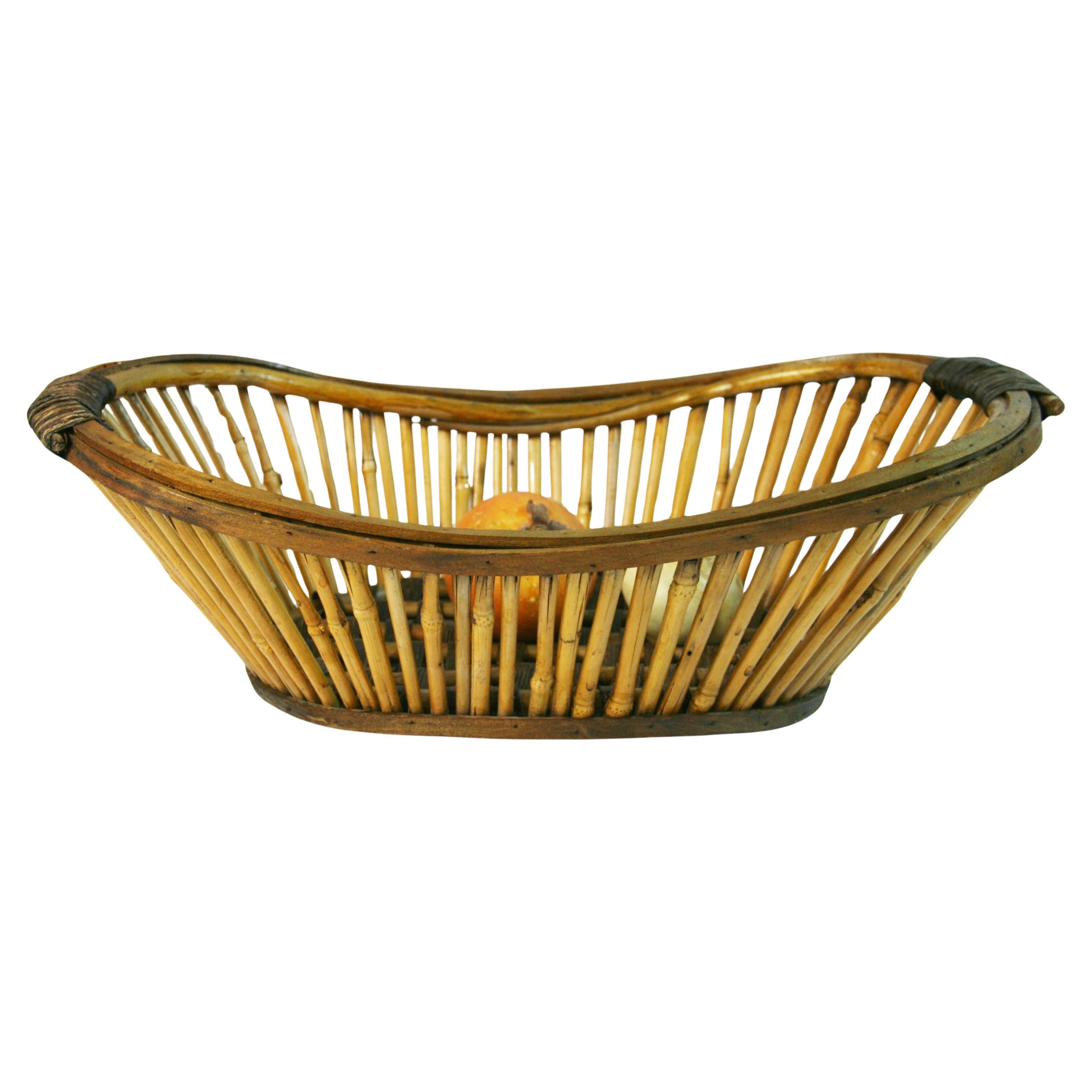 Japanisches Wabi Sabi  Obstkorb aus Bambus und Weide/Volkskunst im Angebot