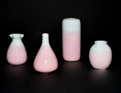 Japanese Wabi Sabi Ceramic Bud Vases Pink Cherry Blossom Set of Four