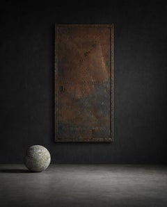 Japanische Wanddekoration oder Tischdekoration im Wabi-Sabi-Stil aus Eisen, ursprünglich eine Schiebetür, 1860er–1920er Jahre