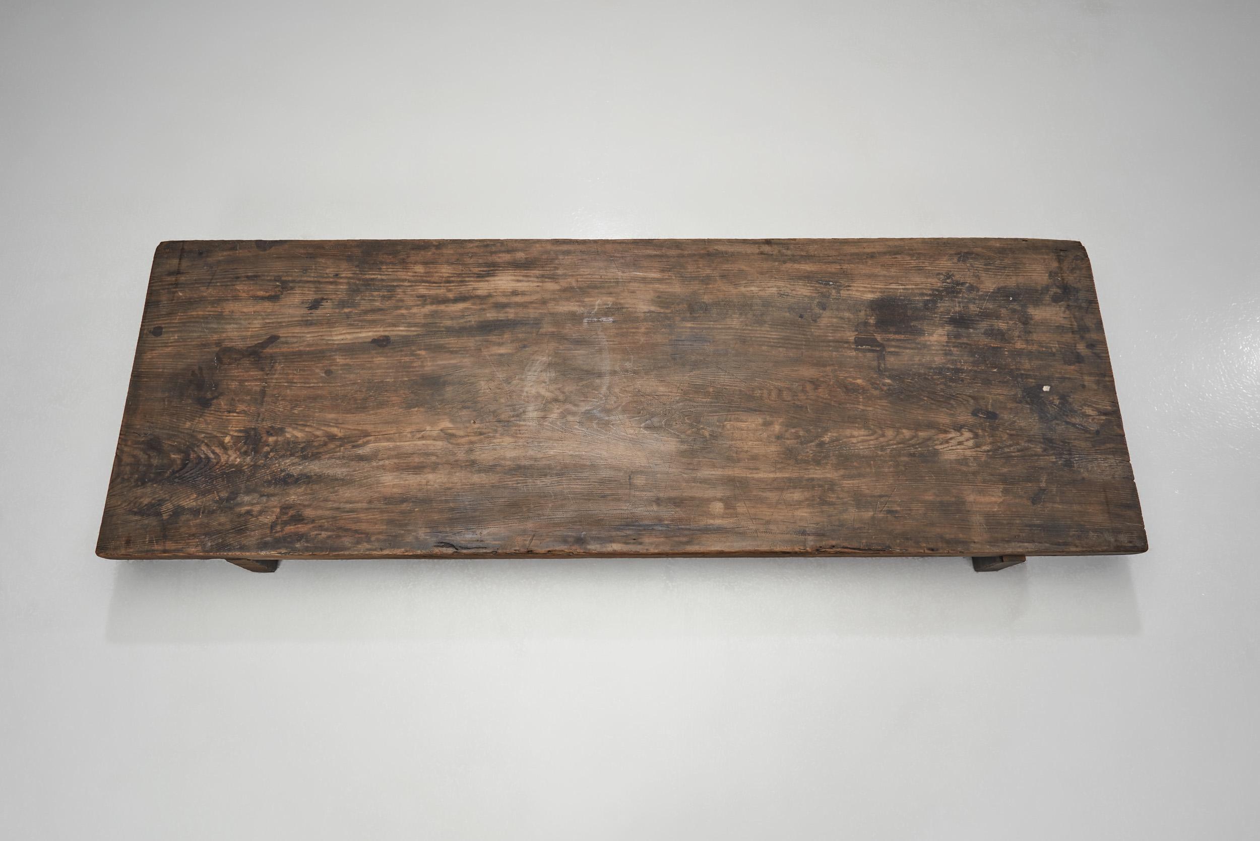 Wood Japanese Wabi Sabi Low Table, Japan Mid-20th Century