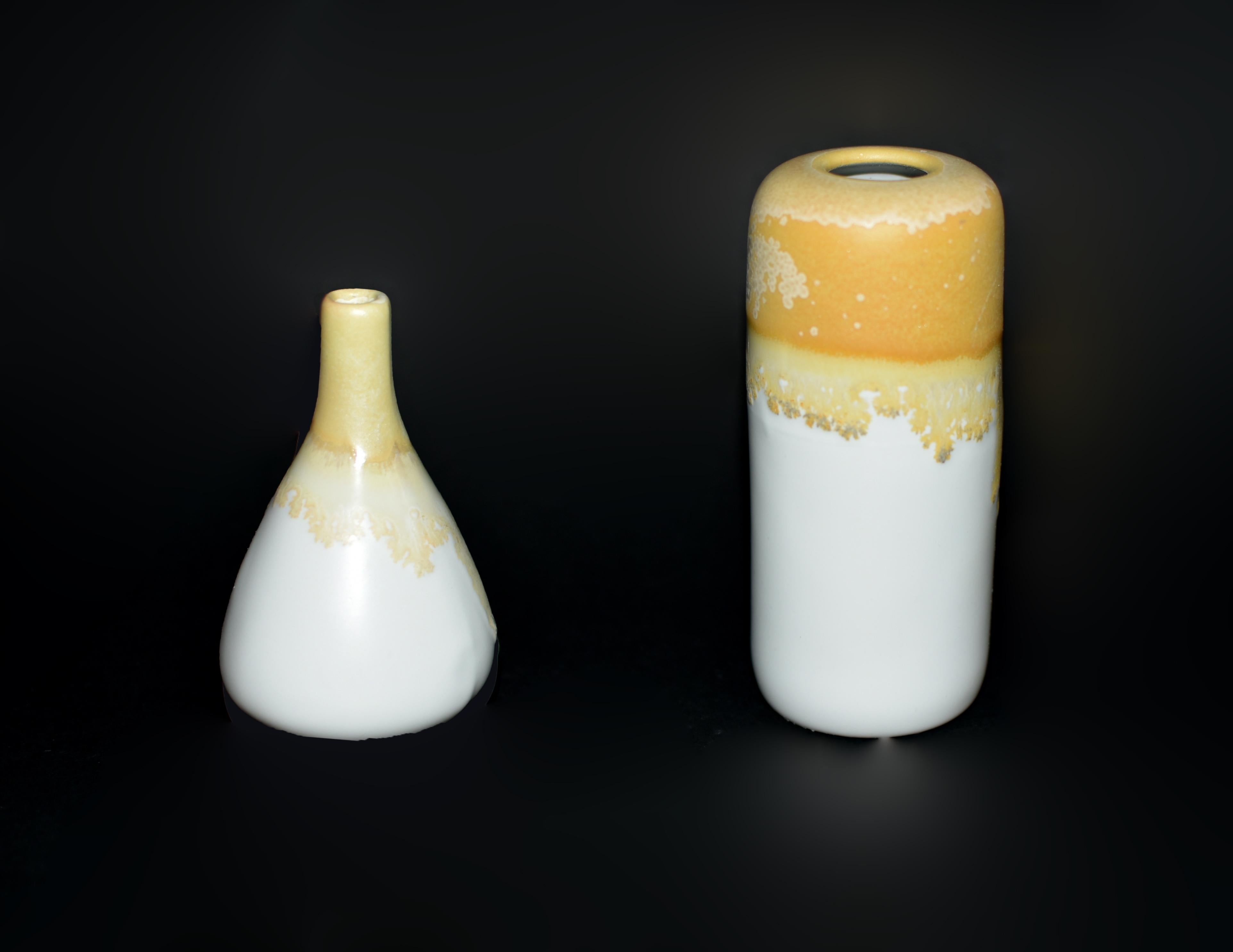Mini vasi giapponesi in ceramica Wabi Sabi - Foglie d'oro - Set di quattro vasi in vendita 4