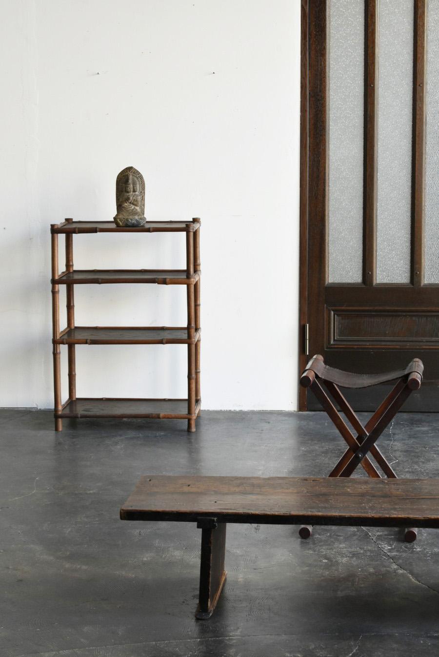 Japanese Wabi-Sabi Shelf Made of Bamboo and Wood / Meiji-Taisho Era / 1868-1920 12