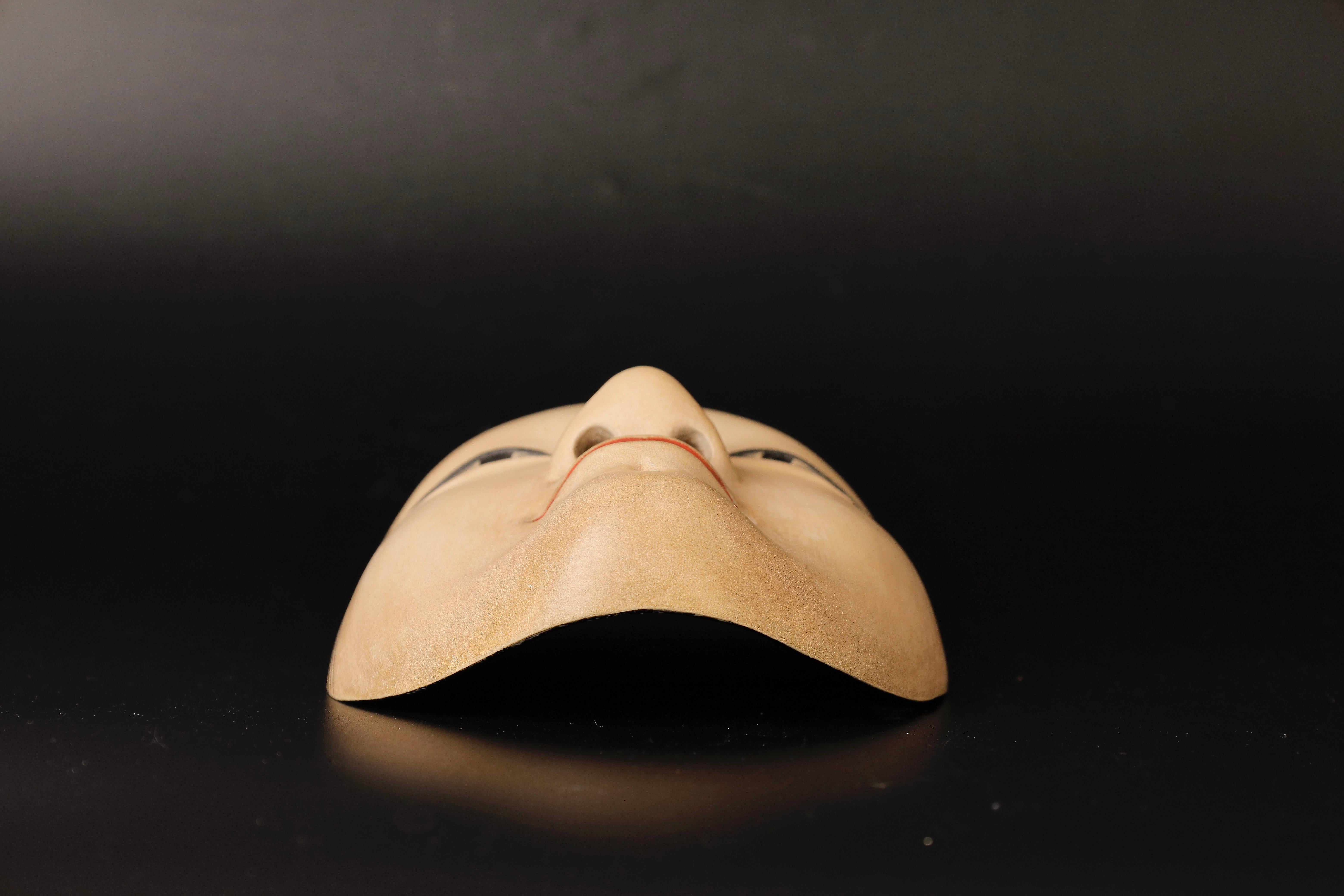 Japanese Waka Onna Noh Mask Representing Young Woman Signed by Taito 7