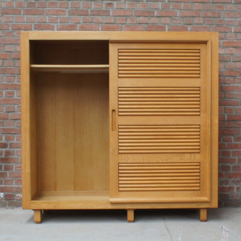 Japanese Wardrobe In Solid Oak, Guillerme And Chambron For Sale at 1stDibs