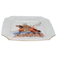 Japanese Warrior Samurai Porcelain Cigar Ashtray Dish Catchall 1950s