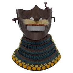 Antique Japanese Warrior's Mask 'Menoshitaboo' 1870-1900s Iron
