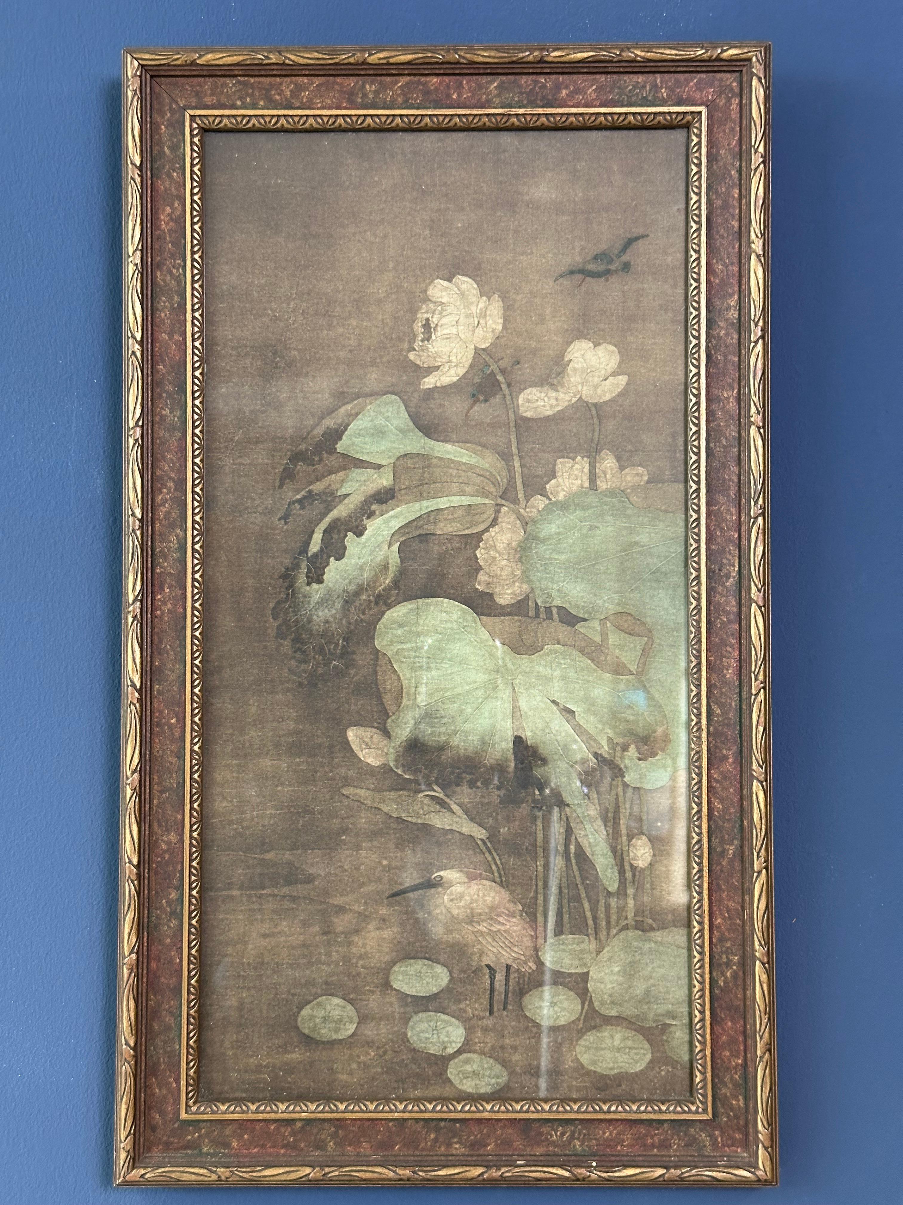 Silk Japanese Water Lilies Print For Sale