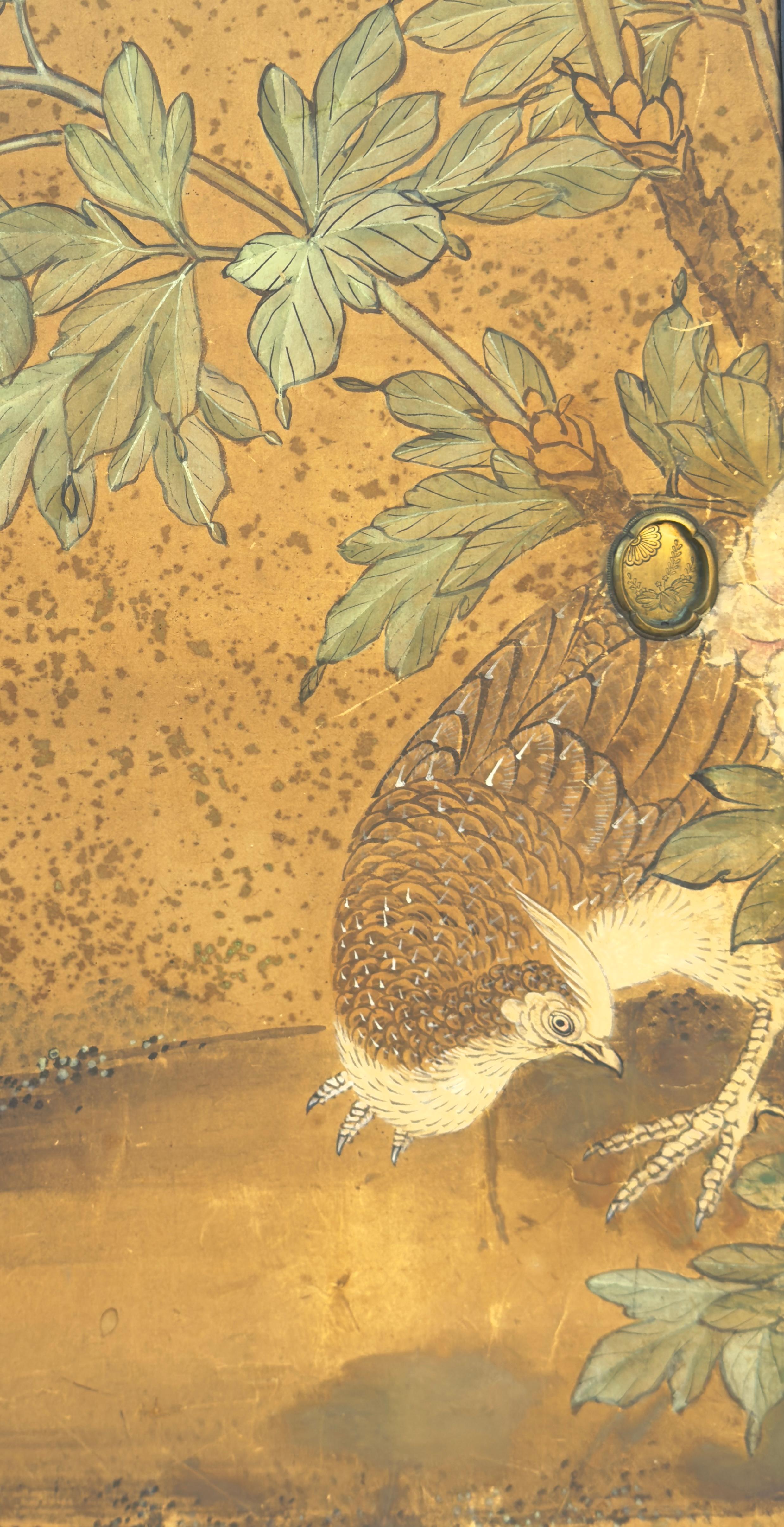 Anglo-Japanese Japanese Watercolor Fusuma Door Panels, Two Panels