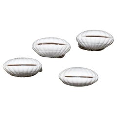 Japanese White Ceramic Shell Place Card Holders with Gold Floral Detail Set of 4