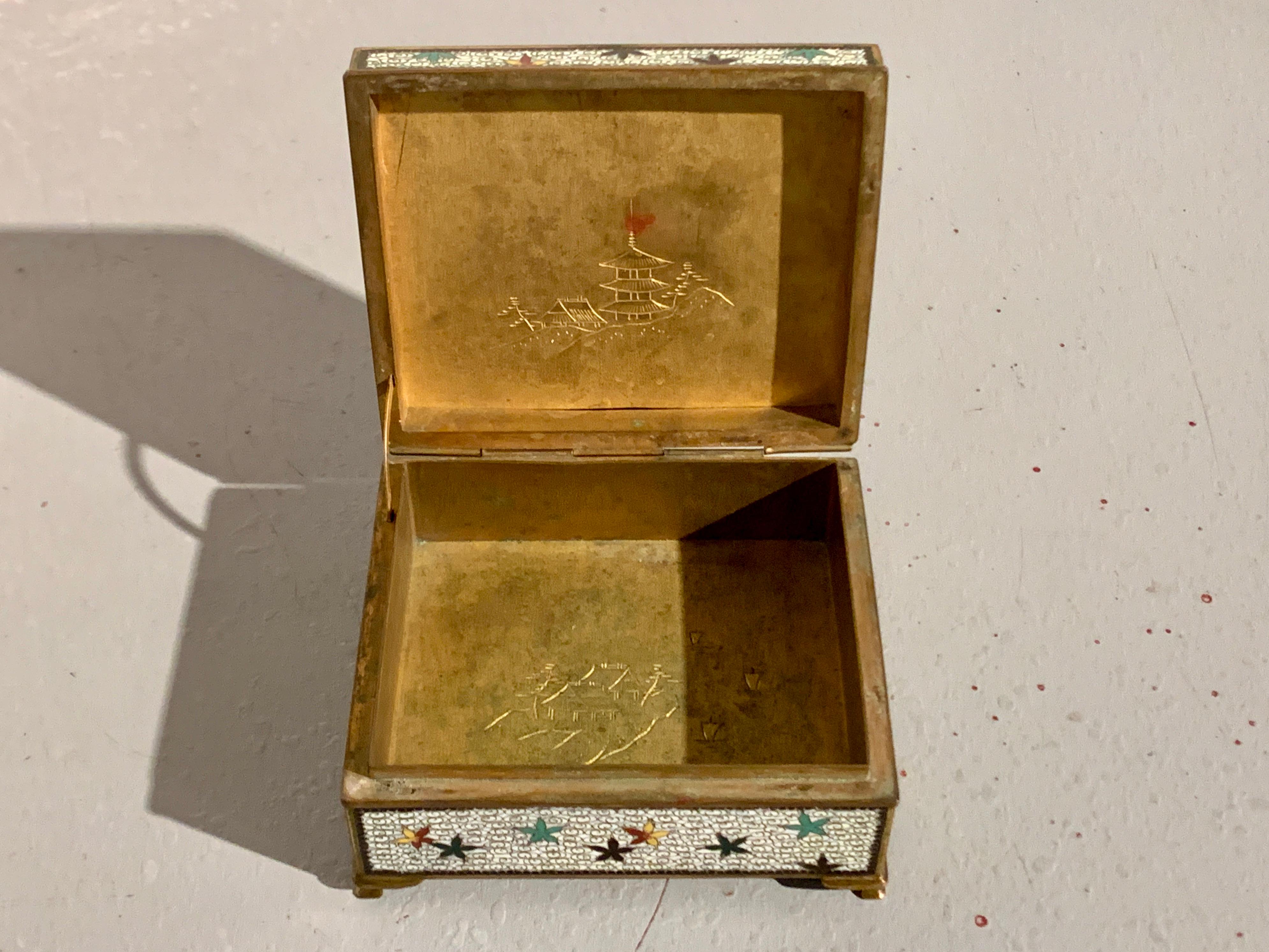 20th Century Japanese White Cloisonne Box, Meiji Period, circa 1910, Japan