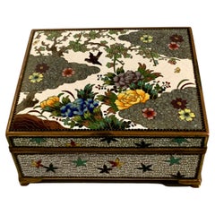 Japanese White Cloisonne Box, Meiji Period, circa 1910, Japan