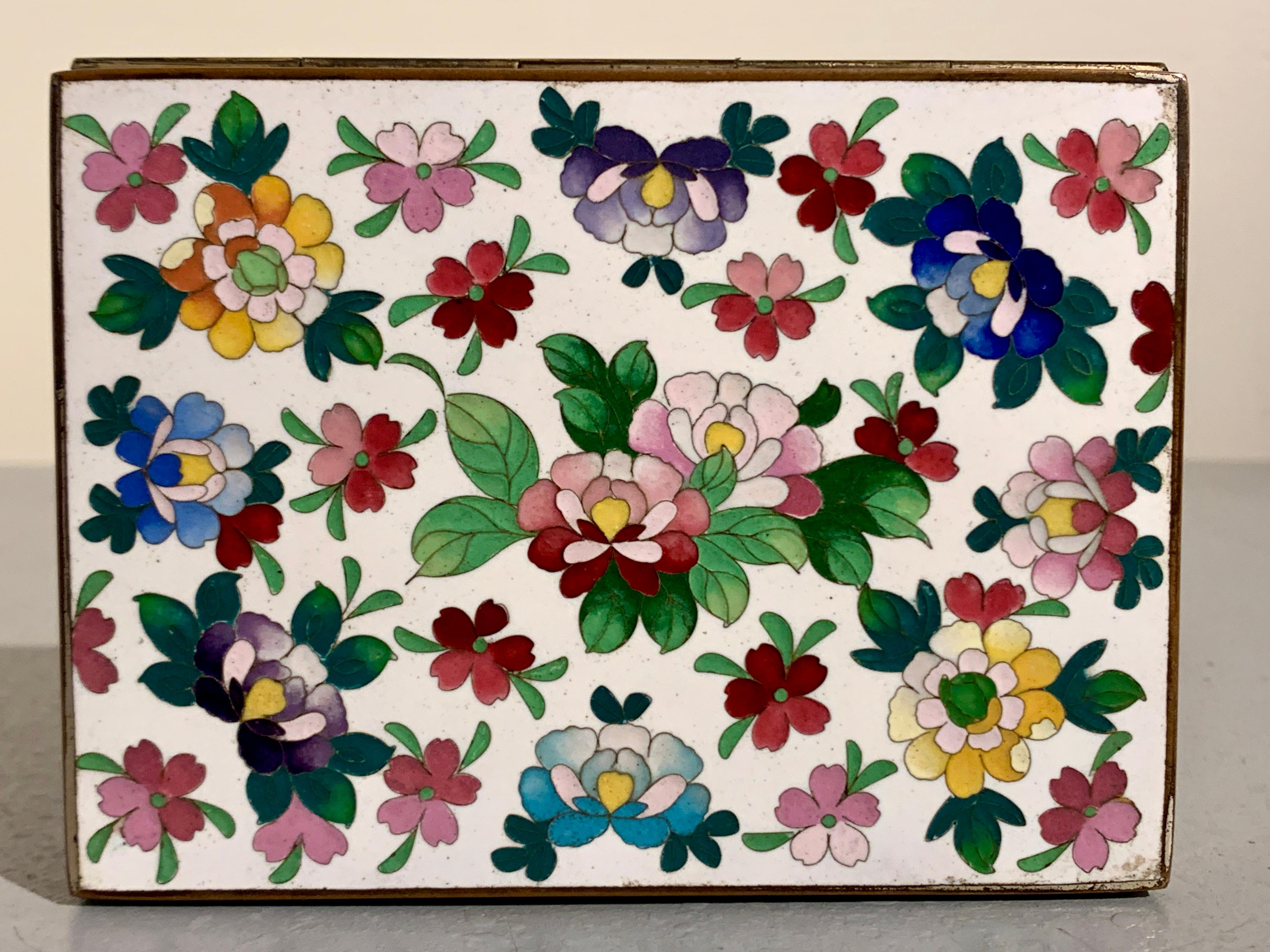 Mid-20th Century Japanese White Cloisonné Box, Showa Era, circa 1930's, Japan