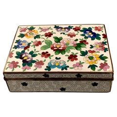 Japanese White Cloisonné Box, Showa Era, circa 1930's, Japan