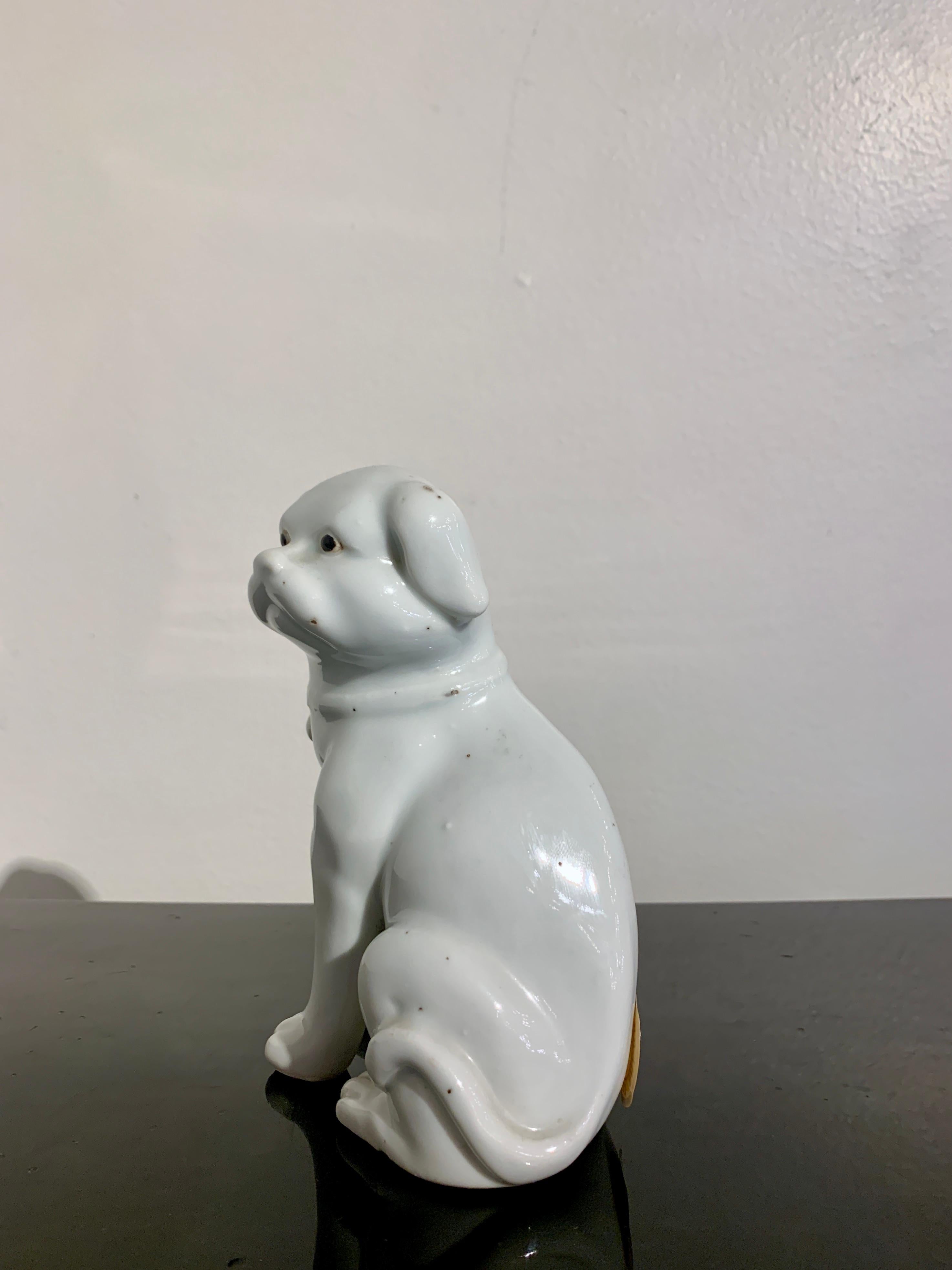 Japanese White Glazed Hirado Ware Puppy, Edo/Meiji Period, Mid 19th Century For Sale 2