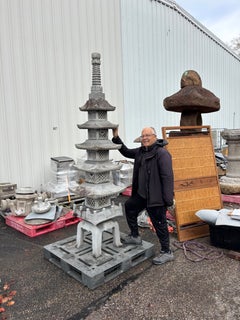 Giapponese  Lanterna Pagoda in granito bianco da 100 pollici - Fine Garden Art