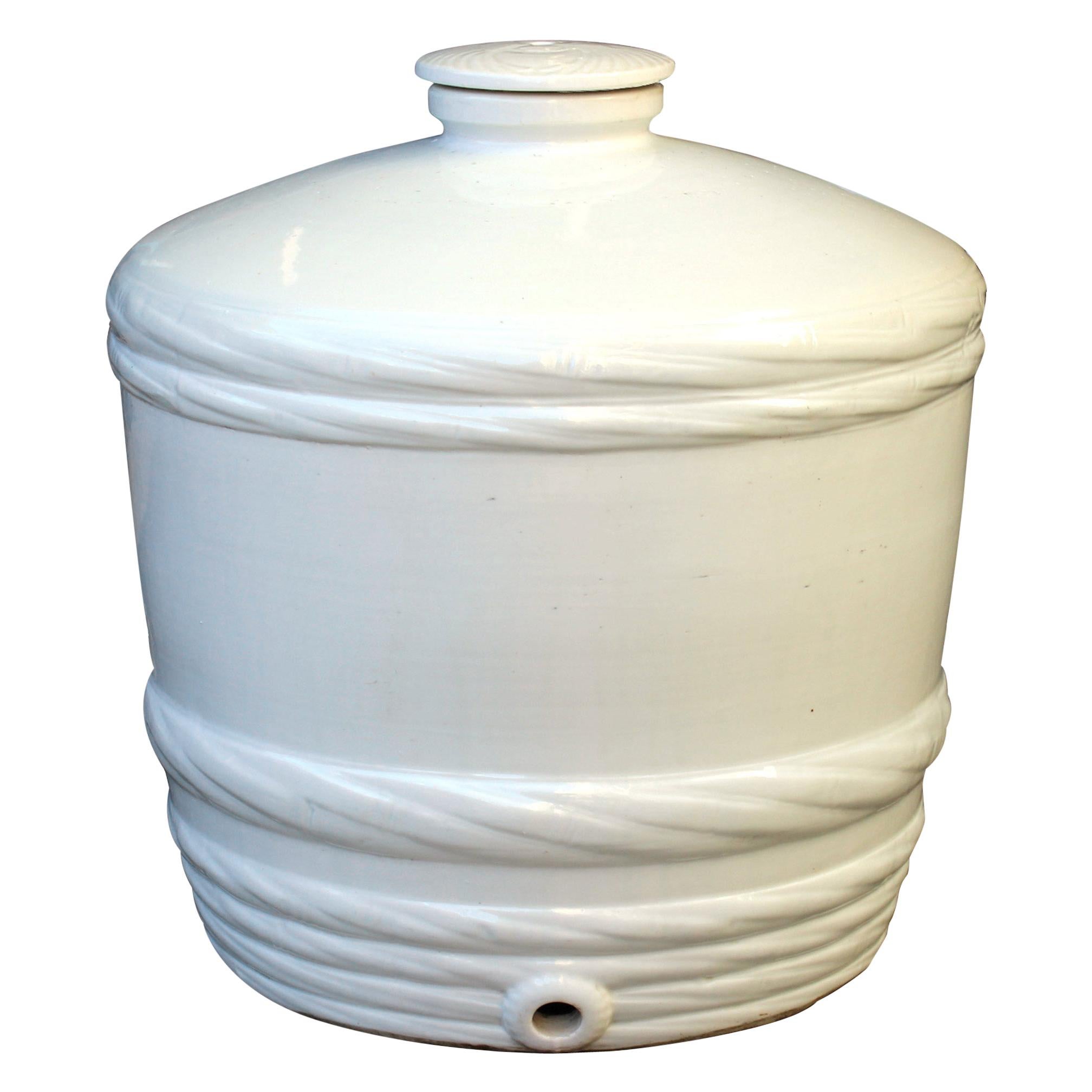 Japanese White Sake Jug For Sale