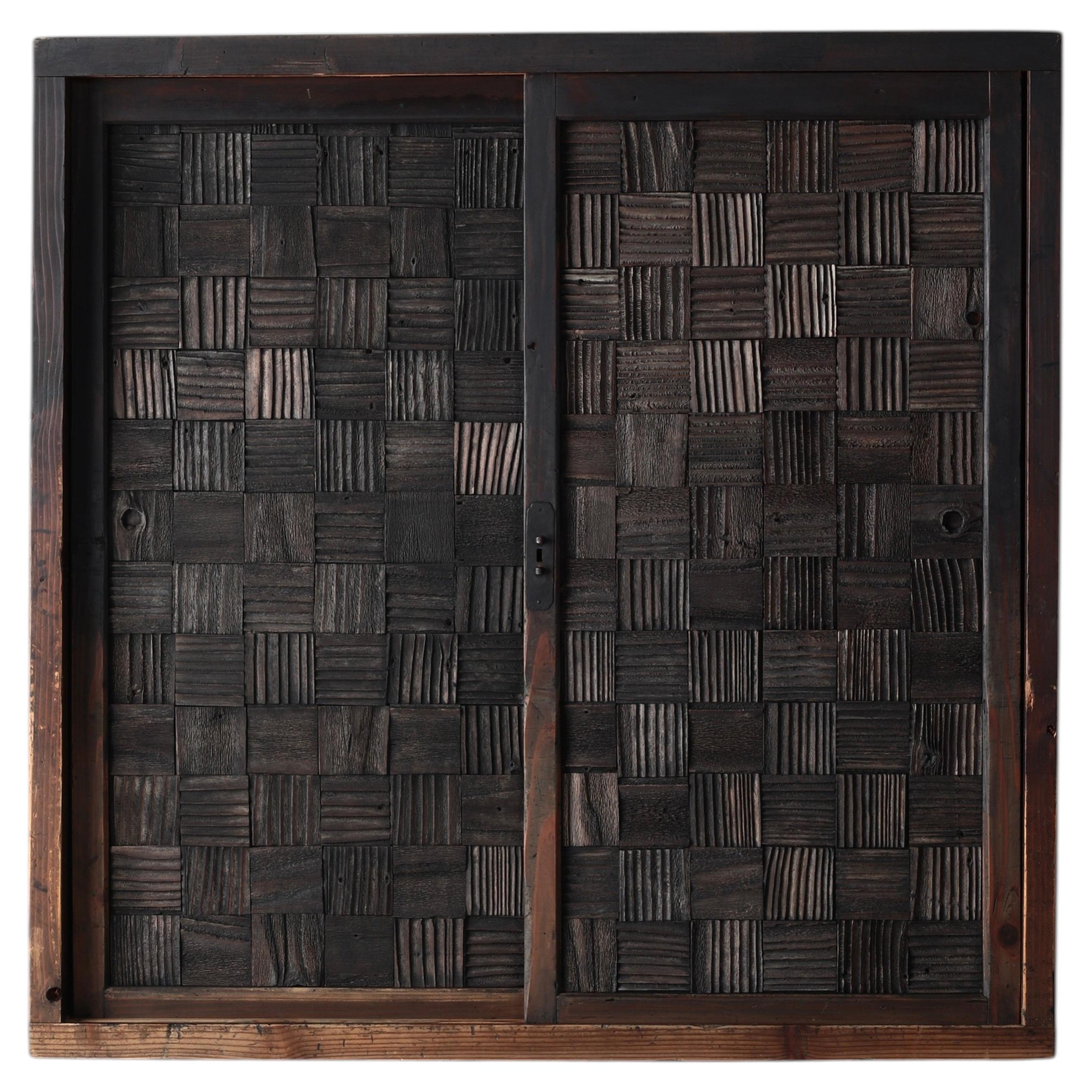 Japanese Withered Wood Grid Cabinet / Storage / Wabi-sabi Primitive