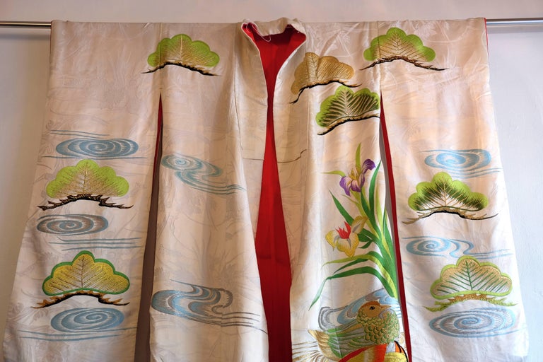 Japanese Women's Silk Bridal Robe, Uchikake, Worn over a Kimono, 1970s ...