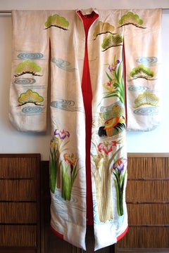 Japanese Women's Silk Bridal Robe, Uchikake, Worn over a Kimono, 1970s